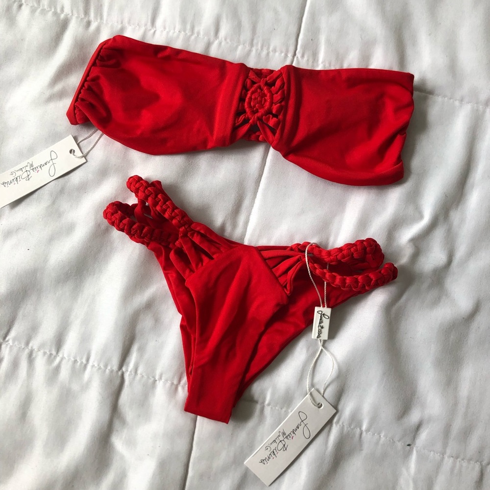 BEAUTIFUL BRIGHT RED TWO PIECE BIKINI!